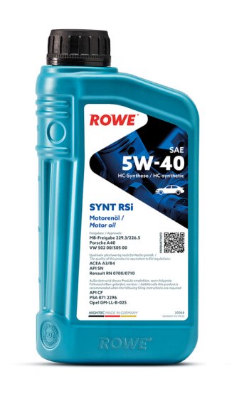 1 599 р. Масло моторное HIGHTEC SYNT RSi A3B4SNCF 5W40 синт.1л ROWE ROWE 20068-0010-99  с доставкой в г. Кемерово. Увеличить фотографию 3