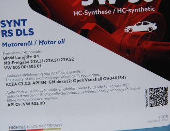 6 999 р. Масло моторное HIGHTEC SYNT RS DLS SNCFC2C3 5W30 синт.4л ROWE ROWE 20118-0040-99  с доставкой в г. Кемерово. Увеличить фотографию 2