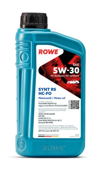 1 899 р. Масло моторное HIGHTEC SYNT RS A1B1A5B5SNCFGF-34 5W30 HC-FO синт.1л ROWE ROWE 20146-0010-99  с доставкой в г. Кемерово. Увеличить фотографию 1