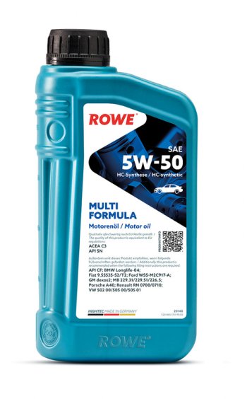 1 599 р. Масло моторное HIGHTEC MULTI FORMULA C3 SNCF 5W50 синт.1л ROWE ROWE 20148-0010-99  с доставкой в г. Кемерово. Увеличить фотографию 2