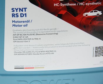 5 849 р. Масло моторное HIGHTEC SYNT RS D1 SPRCSNGF-56A 5W30 синт.4л ROWE ROWE 20212-0040-99  с доставкой в г. Кемерово. Увеличить фотографию 2