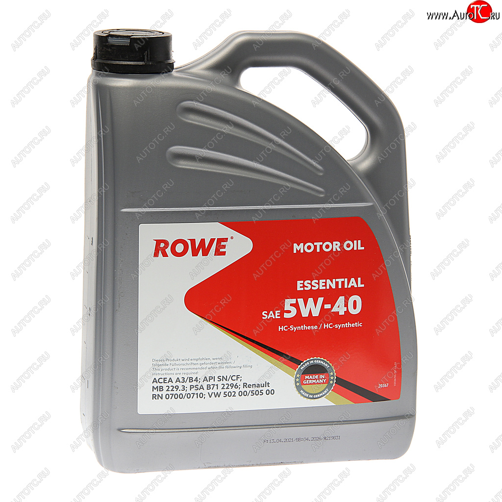 5 449 р. Масло моторное ESSENTIAL SNCFA3B4 5W40 синт.4л ROWE ROWE 20367-453-2a  с доставкой в г. Кемерово