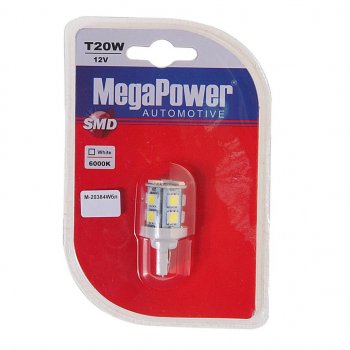 230 р. Лампа светодиодная 12V W215W W3x16d 6000K бесцокольная 13 светодиодов блистер (1шт.) MEGAPOWER MEGAPOWER-AUTOMOTIVE 20384wбл  с доставкой в г. Кемерово. Увеличить фотографию 1