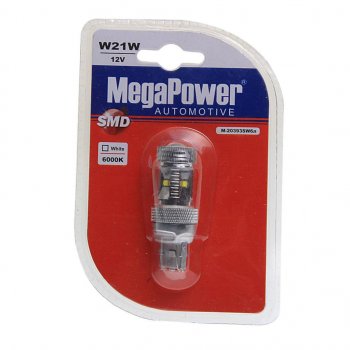 599 р. Лампа светодиодная 12V T20W BA9s 6000K 6 светодиодов блистер (1шт.) MEGAPOWER MEGAPOWER-AUTOMOTIVE 20393swбл  с доставкой в г. Кемерово. Увеличить фотографию 1