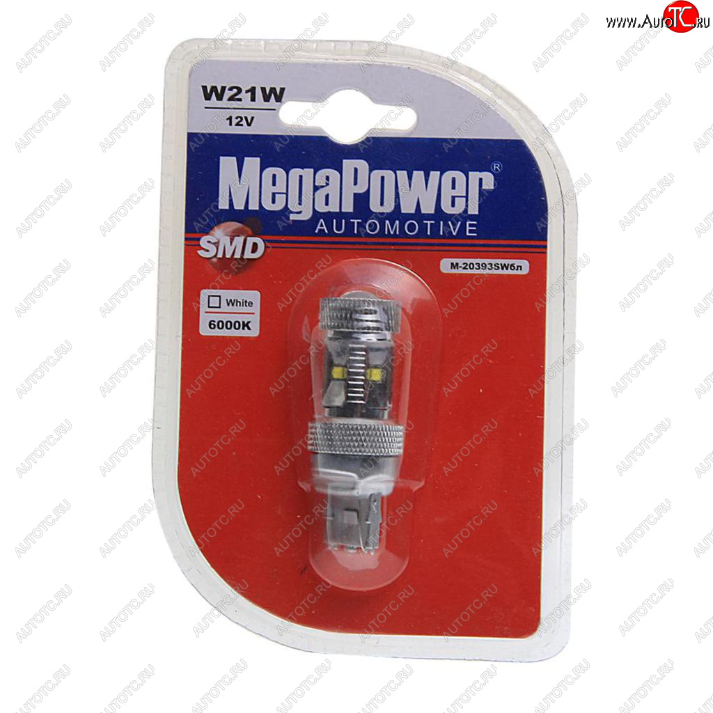 599 р. Лампа светодиодная 12V T20W BA9s 6000K 6 светодиодов блистер (1шт.) MEGAPOWER MEGAPOWER-AUTOMOTIVE 20393swбл  с доставкой в г. Кемерово