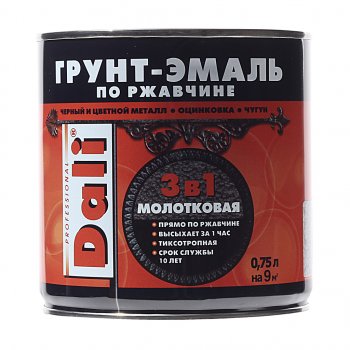 1 229 р. Грунт-эмаль по ржавчине серебристый молотковый 0.75л DALI DALI 20407  с доставкой в г. Кемерово. Увеличить фотографию 1