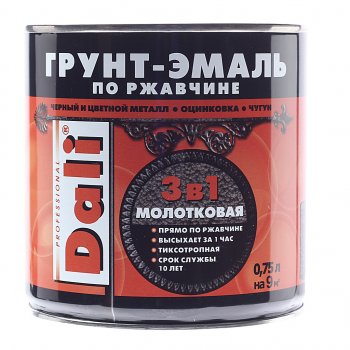 1 229 р. Грунт-эмаль по ржавчине черный молотковый 0.75л DALI DALI 20409  с доставкой в г. Кемерово. Увеличить фотографию 1