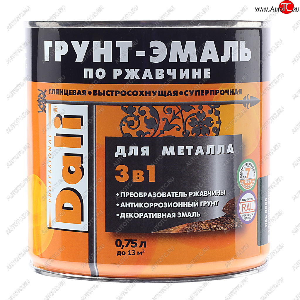 999 р. Грунт-эмаль по ржавчине зеленый мох RAL6005 0.75л DALI DALI 20479  с доставкой в г. Кемерово