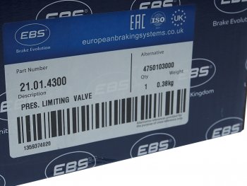 2 449 р. Клапан MAN TGA ограничения давления 8.5Bar EBS EBS 21014300  с доставкой в г. Кемерово. Увеличить фотографию 4