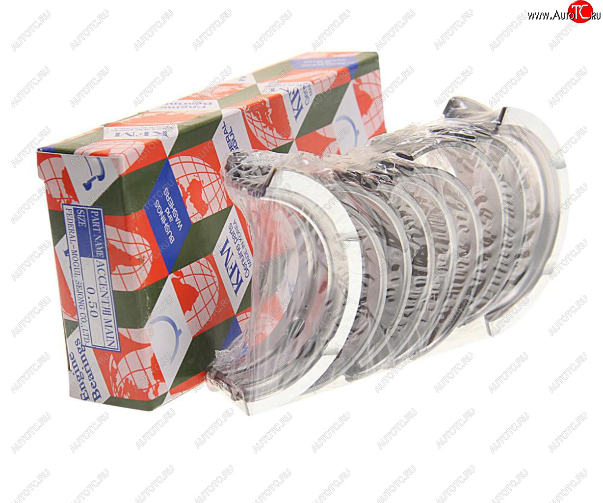 2 099 р. Вкладыши HYUNDAI Accent (03-),Getz (02-),Lantra (00-) (1.6) коренные d+0.50 комплект (10шт.) KFM KFM 21020-26962  с доставкой в г. Кемерово