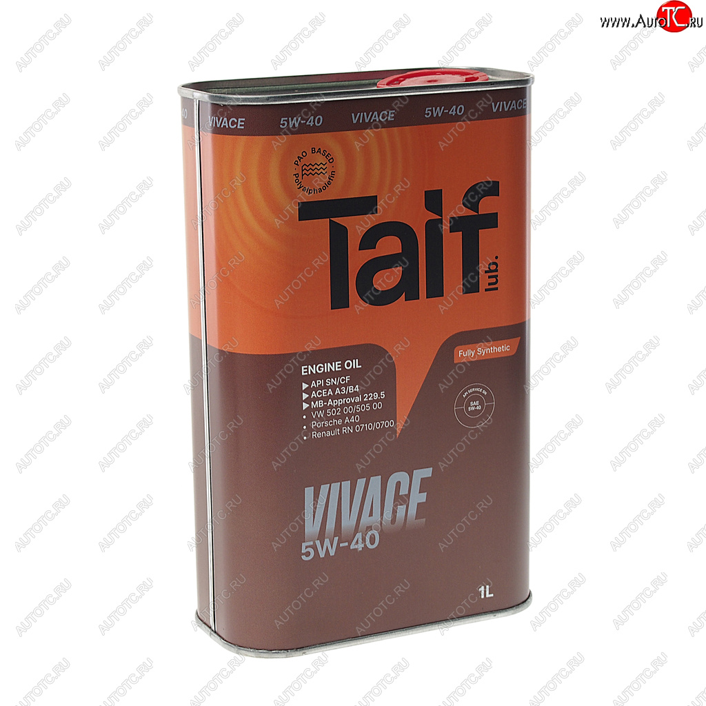 699 р. Масло моторное VIVACE PAO 5W40 SNCFA3B4 синт.1л TAIF TAIF 211025  с доставкой в г. Кемерово