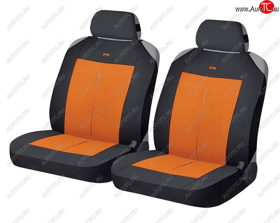 849 р. Универсальные чехлы сидений (майка, 4 предм., полиэстер) Vertical Front CARFASHION   (черно-оранжевые)  с доставкой в г. Кемерово