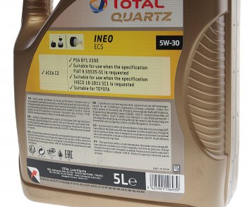 5 449 р. Масло моторное QUARTZ INEO ECS 5W30 синт.5л TOTAL TOTAL 213683  с доставкой в г. Кемерово. Увеличить фотографию 3