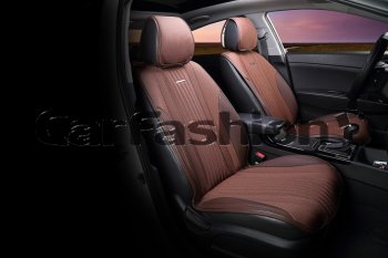 2 849 р. Накидка на сиденье экокожа-твид коричневая (4 предм.) (2шт.) Grand CARFASHION CARFASHION 21842  с доставкой в г. Кемерово. Увеличить фотографию 1