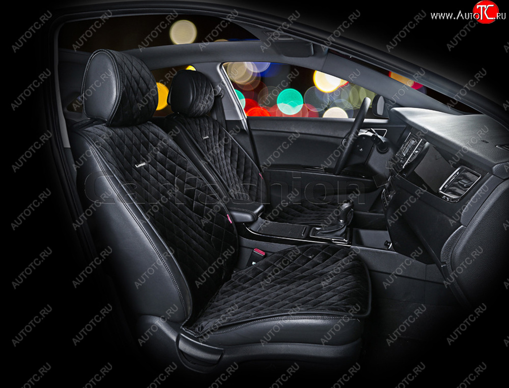 4 289 р. Накидка на сиденье велюр-экокожа черная (4 предм.) (2шт.) California CARFASHION CARFASHION 21896  с доставкой в г. Кемерово