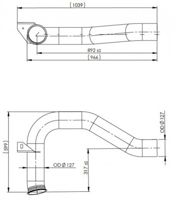 18 299 р. Труба промежуточная глушителя DAF DINEX DINEX 22157  с доставкой в г. Кемерово. Увеличить фотографию 2