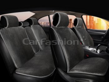 5 649 р. Накидка на сиденье мех искусственный темно-серые 5шт. Alpaca Plus CARFASHION CARFASHION 22164  с доставкой в г. Кемерово. Увеличить фотографию 1