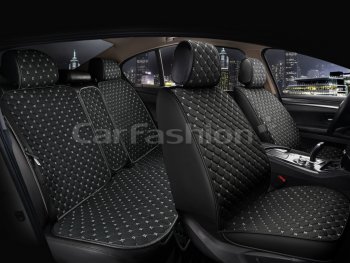 5 649 р. Накидка на сиденье лен черно-серые (5 предм.) (4шт.) Cube CARFASHION CARFASHION 22674  с доставкой в г. Кемерово. Увеличить фотографию 1