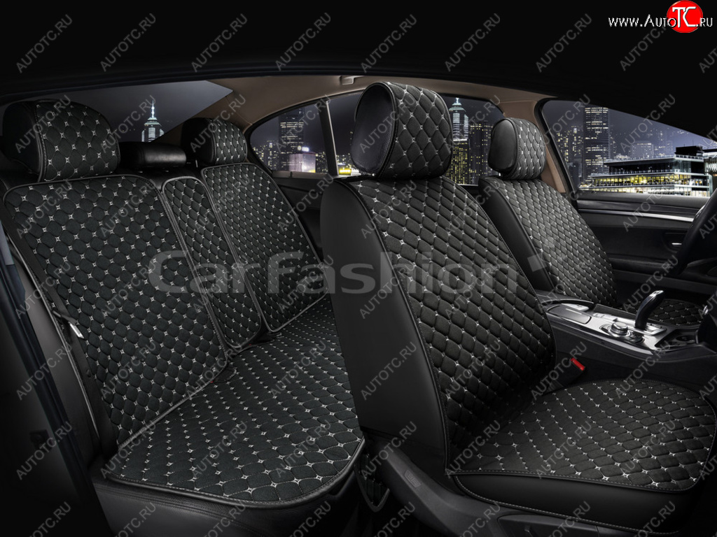 5 649 р. Накидка на сиденье лен черно-серые (5 предм.) (4шт.) Cube CARFASHION CARFASHION 22674  с доставкой в г. Кемерово