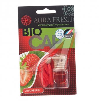 215 р. Ароматизатор подвесной жидкостный (strawberry) 6мл Bio Cap AURA FRESH AURA FRESH 23014  с доставкой в г. Кемерово. Увеличить фотографию 1