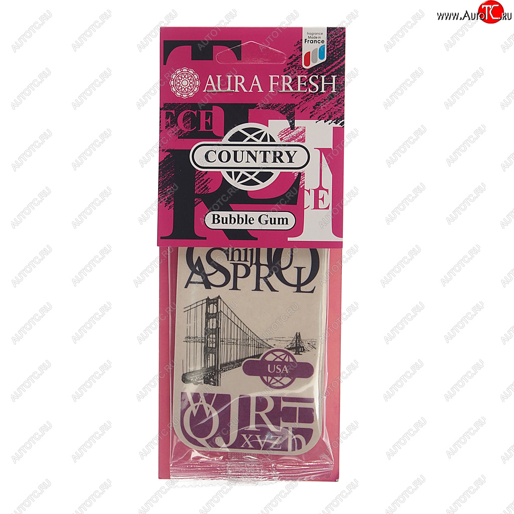 91 р. Ароматизатор подвесной картонный (bubble gum) Country AURA FRESH AURA FRESH 23018  с доставкой в г. Кемерово