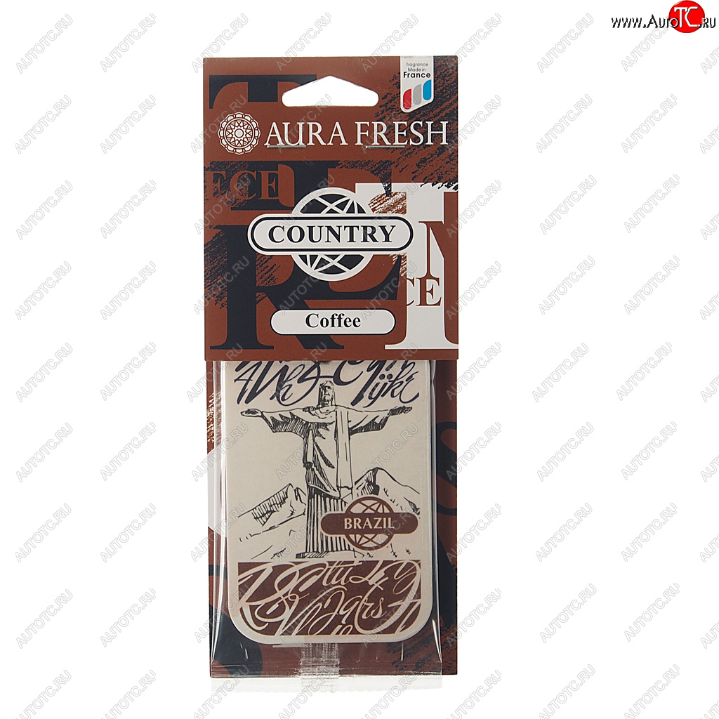 91 р. Ароматизатор подвесной картонный (coffee) Country AURA FRESH AURA FRESH 23020  с доставкой в г. Кемерово