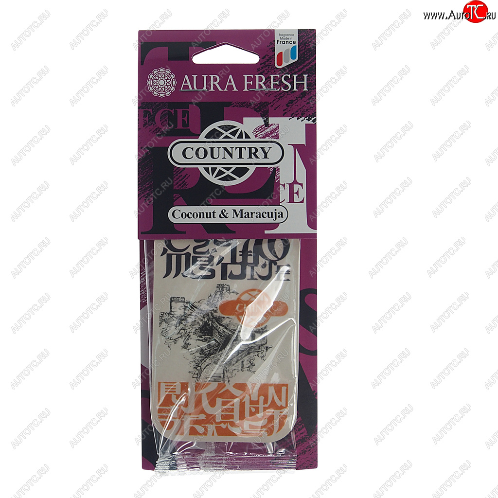 91 р. Ароматизатор подвесной картонный (coconut&maracuja) Country AURA FRESH AURA FRESH 23022  с доставкой в г. Кемерово