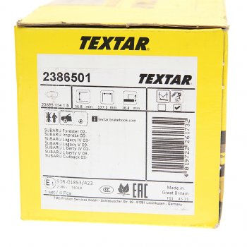 3 099 р. Колодки тормозные передние (4шт.) TEXTAR Subaru Legacy BE,B12 седан (1998-2003)  с доставкой в г. Кемерово. Увеличить фотографию 3