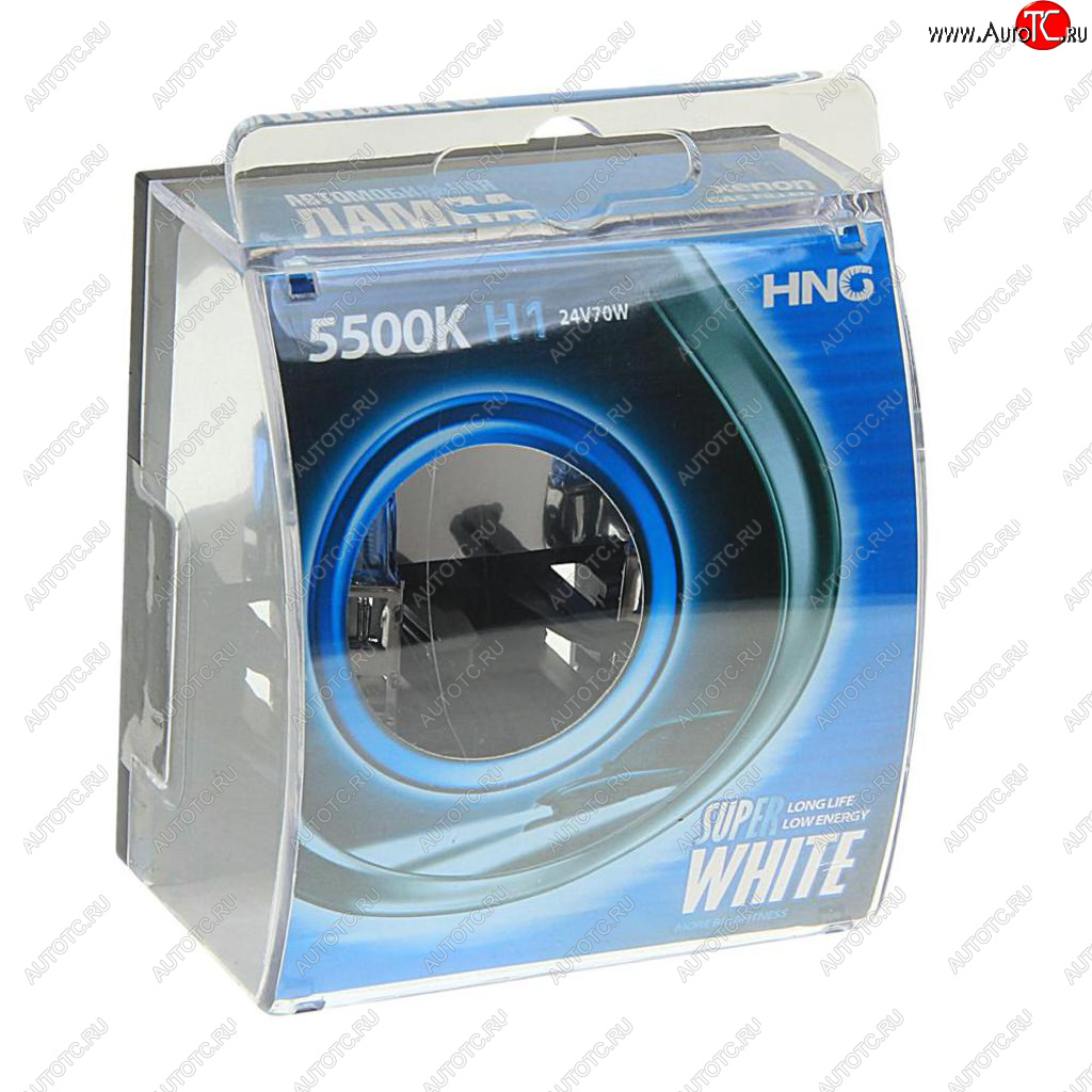 255 р. Лампа 24V H1 70W P14.5s 5500К бокс (2шт.) Super White HNG HNG 24170sw2  с доставкой в г. Кемерово