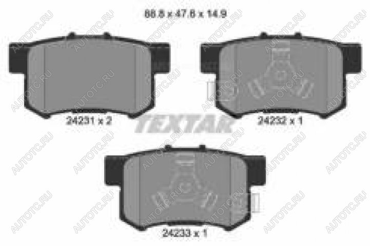 2 899 р. Колодки тормозные задние (4шт.) TEXTAR Honda CR-V RD4,RD5,RD6,RD7,RD9  дорестайлинг (2001-2004)  с доставкой в г. Кемерово