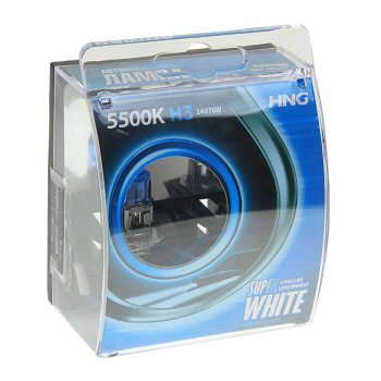 224 р. Лампа 24V H3 70W PK22s 5500К бокс (2шт.) Super White HNG HNG 24370sw2  с доставкой в г. Кемерово. Увеличить фотографию 1