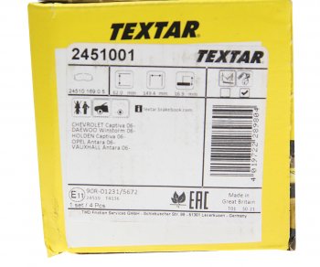 4 099 р. Колодки тормозные передние (4шт.) TEXTAR Chevrolet Captiva  дорестайлинг (2006-2011)  с доставкой в г. Кемерово. Увеличить фотографию 3