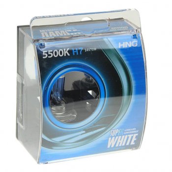 359 р. Лампа 24V H7 70W PX26d 5500К бокс (2шт.) Super White HNG HNG 24770sw2  с доставкой в г. Кемерово. Увеличить фотографию 1