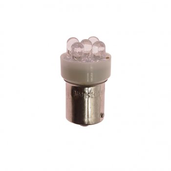175 р. Лампа светодиодная 24V R10W BA15s 5 светодиодов белая МАЯК МАЯК 24t15-w5led  с доставкой в г. Кемерово. Увеличить фотографию 1
