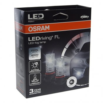 6 799 р. Лампа светодиодная 12V PSX24W PG20-7 6000K бокс (2шт.) LEDriving FL Premium Cool White OSRAM OSRAM 2604cw  с доставкой в г. Кемерово. Увеличить фотографию 3
