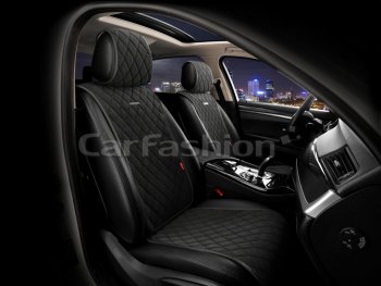 3 289 р. Накидка на сиденье велюр-экокожа черные (4 предм.) (2шт.) Bullet Front CARFASHION CARFASHION 26181  с доставкой в г. Кемерово. Увеличить фотографию 1