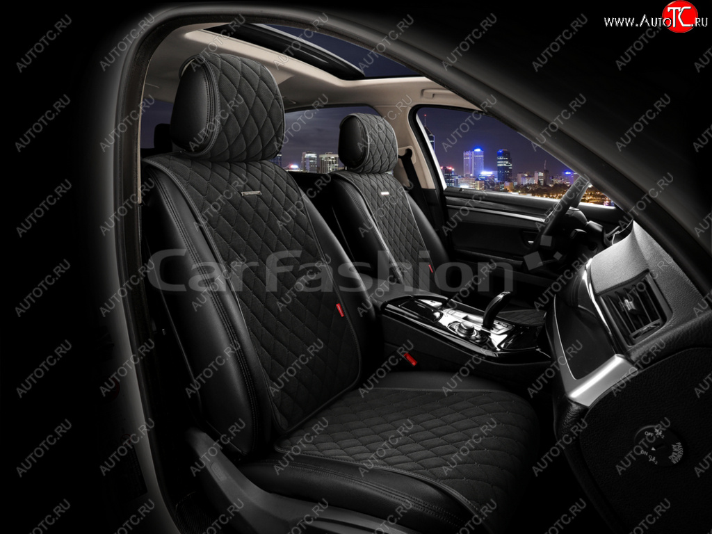 3 289 р. Накидка на сиденье велюр-экокожа черные (4 предм.) (2шт.) Bullet Front CARFASHION CARFASHION 26181  с доставкой в г. Кемерово