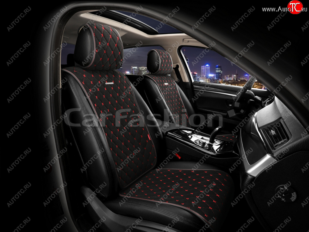 3 599 р. Накидка на сиденье велюр черные (4 предм.) (2шт.) Bullet CARFASHION CARFASHION 26183  с доставкой в г. Кемерово