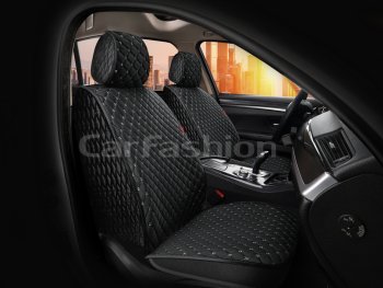 3 299 р. Накидка на сиденье велюр черно-серая (4 предм.) (2шт.) Sultan Front CARFASHION CARFASHION 26196  с доставкой в г. Кемерово. Увеличить фотографию 1