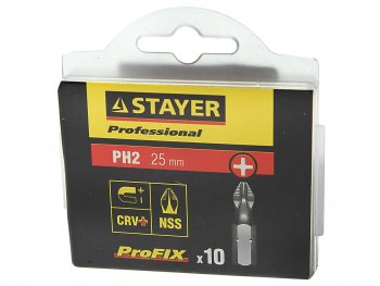118 р. Набор бит 14 PH2 25мм 10 предмета в блистере STAYER STAYER 26201-2-25-10_z01  с доставкой в г. Кемерово. Увеличить фотографию 2
