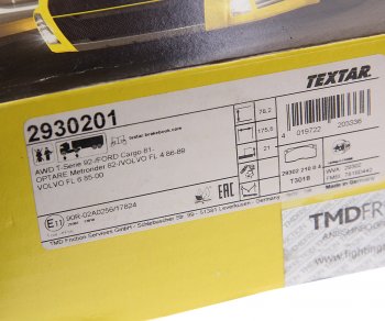 11 699 р. Колодки тормозные VOLVO FL дисковые (176x78x22) (4шт.) TEXTAR TEXTAR 2930201  с доставкой в г. Кемерово. Увеличить фотографию 4