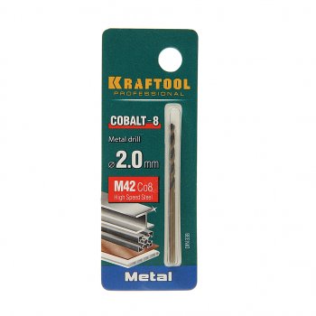 74 р. Сверло по металлу 2.0х49мм HSS Cobalt KRAFTOOL KRAFTOOL 29656-2  с доставкой в г. Кемерово. Увеличить фотографию 1