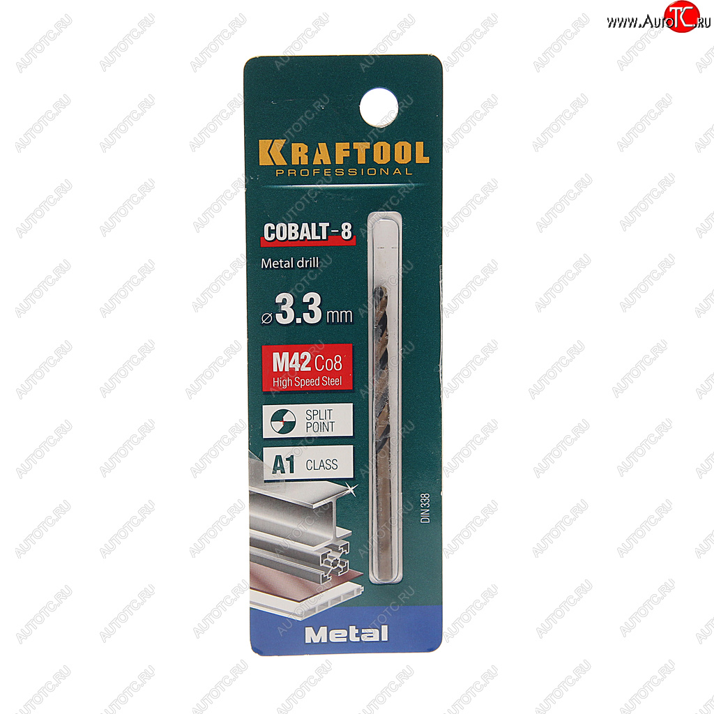 139 р. Сверло по металлу 3.3х65мм HSS Cobalt KRAFTOOL KRAFTOOL 29656-3.3  с доставкой в г. Кемерово