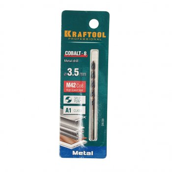 139 р. Сверло по металлу 3.5х70мм HSS Cobalt KRAFTOOL KRAFTOOL 29656-3.5  с доставкой в г. Кемерово. Увеличить фотографию 1