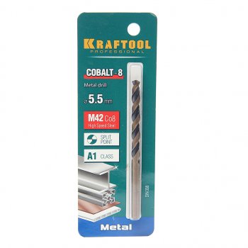 257 р. Сверло по металлу 5.5х93мм HSS Cobalt KRAFTOOL KRAFTOOL 29656-5.5  с доставкой в г. Кемерово. Увеличить фотографию 1