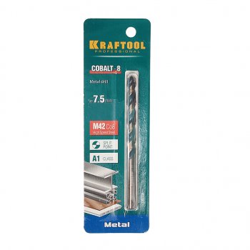 399 р. Сверло по металлу 7.5х109мм HSS Cobalt KRAFTOOL KRAFTOOL 29656-7.5  с доставкой в г. Кемерово. Увеличить фотографию 1