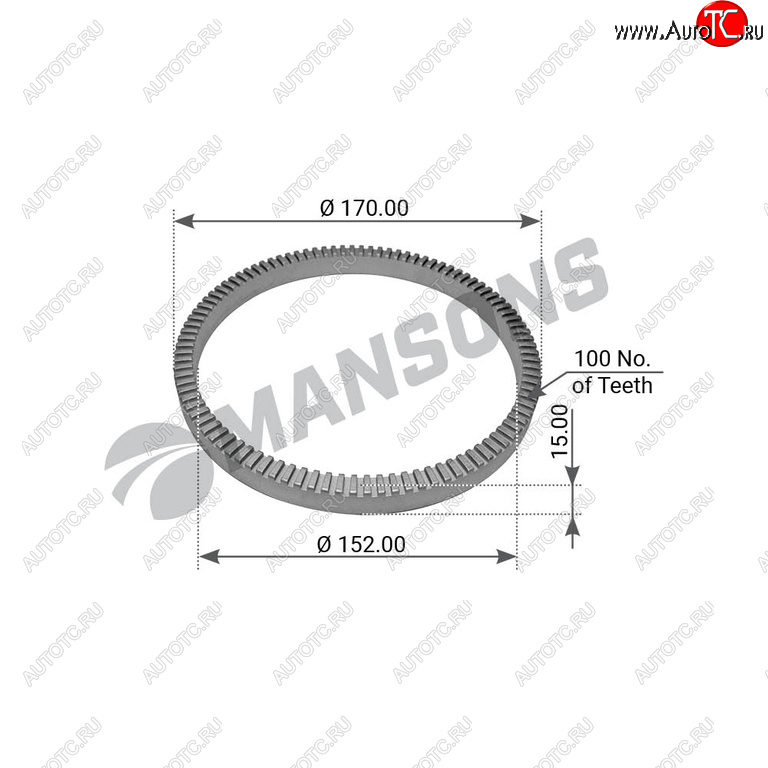 899 р. Кольцо АБС BPW (z=100) MANSONS MANSONS 300.214  с доставкой в г. Кемерово