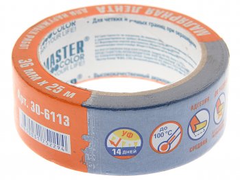 349 р. Скотч малярный 36ммх25м для любых наружных работ MASTER COLOR MASTER COLOR 30-6113  с доставкой в г. Кемерово. Увеличить фотографию 1