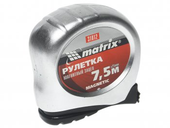 349 р. Рулетка 7.5м 25мм металлический корпус, магнитный зацеп MATRIX MATRIX 31012  с доставкой в г. Кемерово. Увеличить фотографию 1