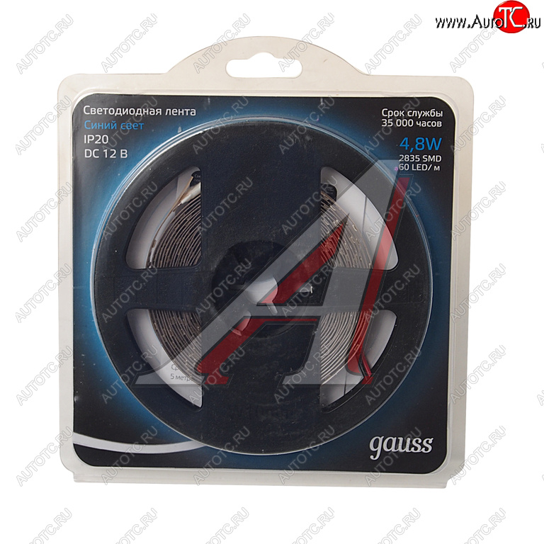 669 р. Лента светодиодная гибкая 4.8W 5м IP20 12V синий (блистер) GAUSS GAUSS 312000505  с доставкой в г. Кемерово